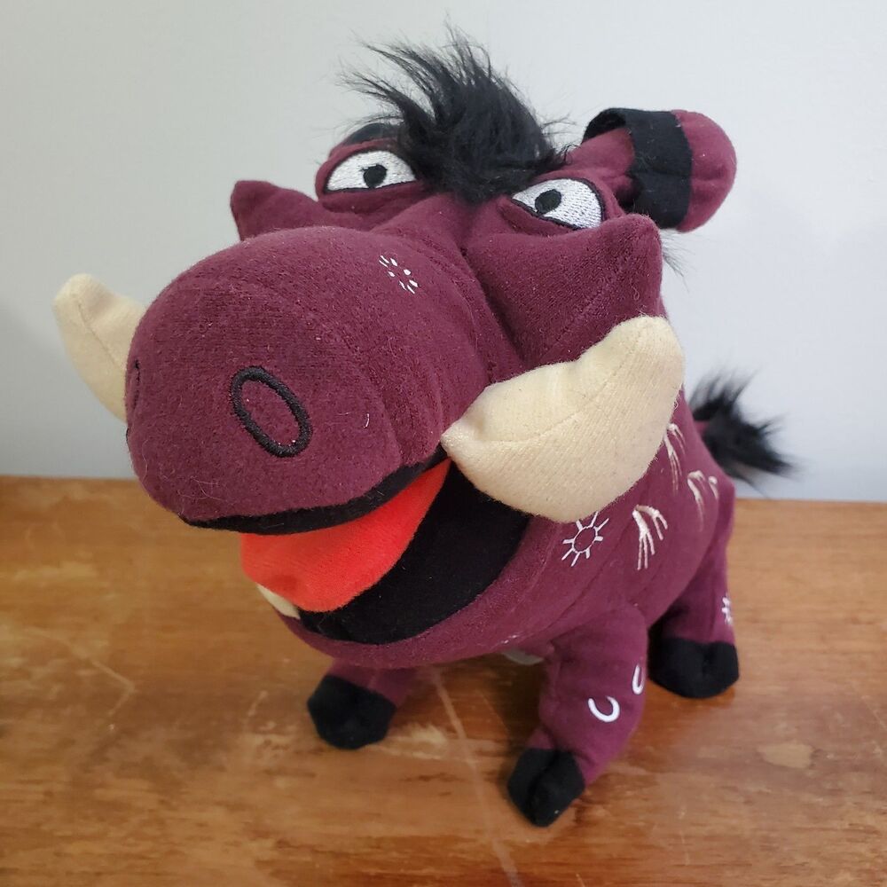 Disney Pumba Plush Warthog Lion King Broadway Burgundy Cream Embroidery 8"
